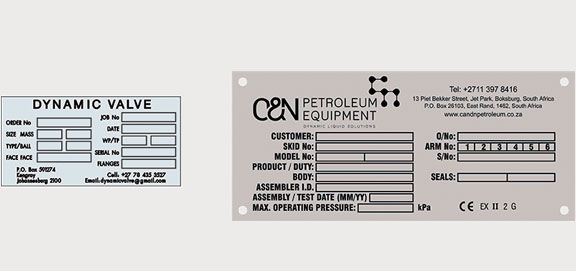 Engraved Labels, Anodised Aluminium Labels, Acid Etched Labels
